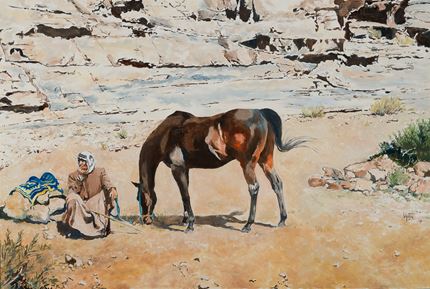 Waiting - a Bedouin and his mare