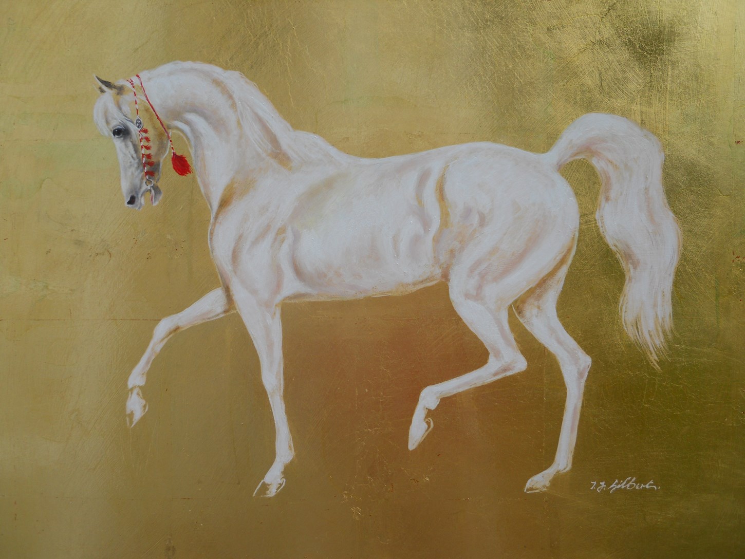 Arab Stallion on gold leaf backround