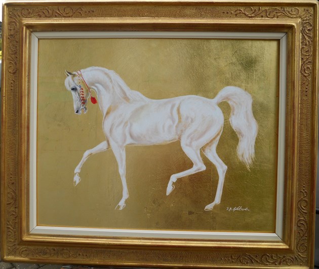 Arab Stallion on gold leaf backround