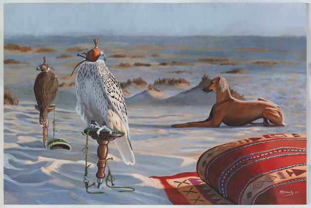 Desert Falcons and saluki