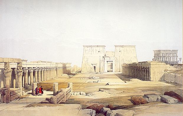 David Roberts • Grand Approach to the Temple of Philae, Nubia | Mathaf ...