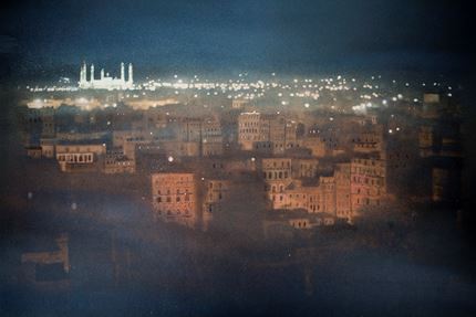Sana'a at night, Yemen