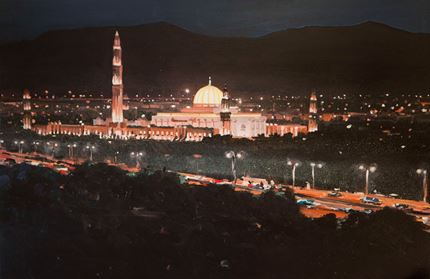 Sultan Qaboos Mosque at night