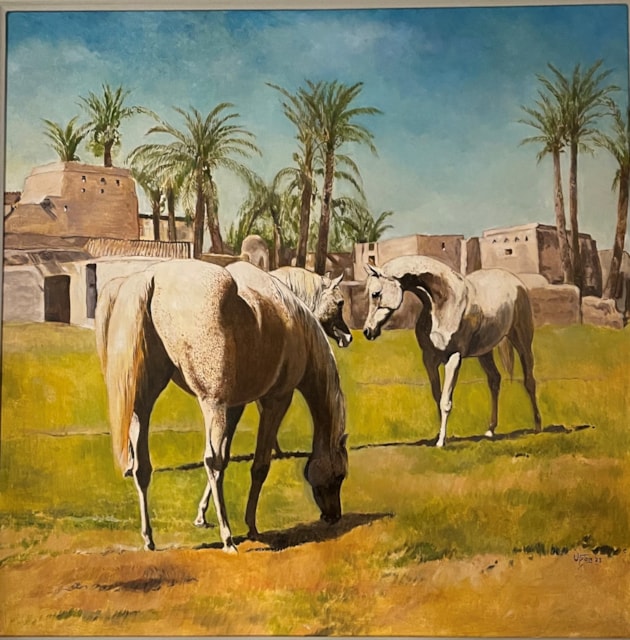 Three  grazing Mares