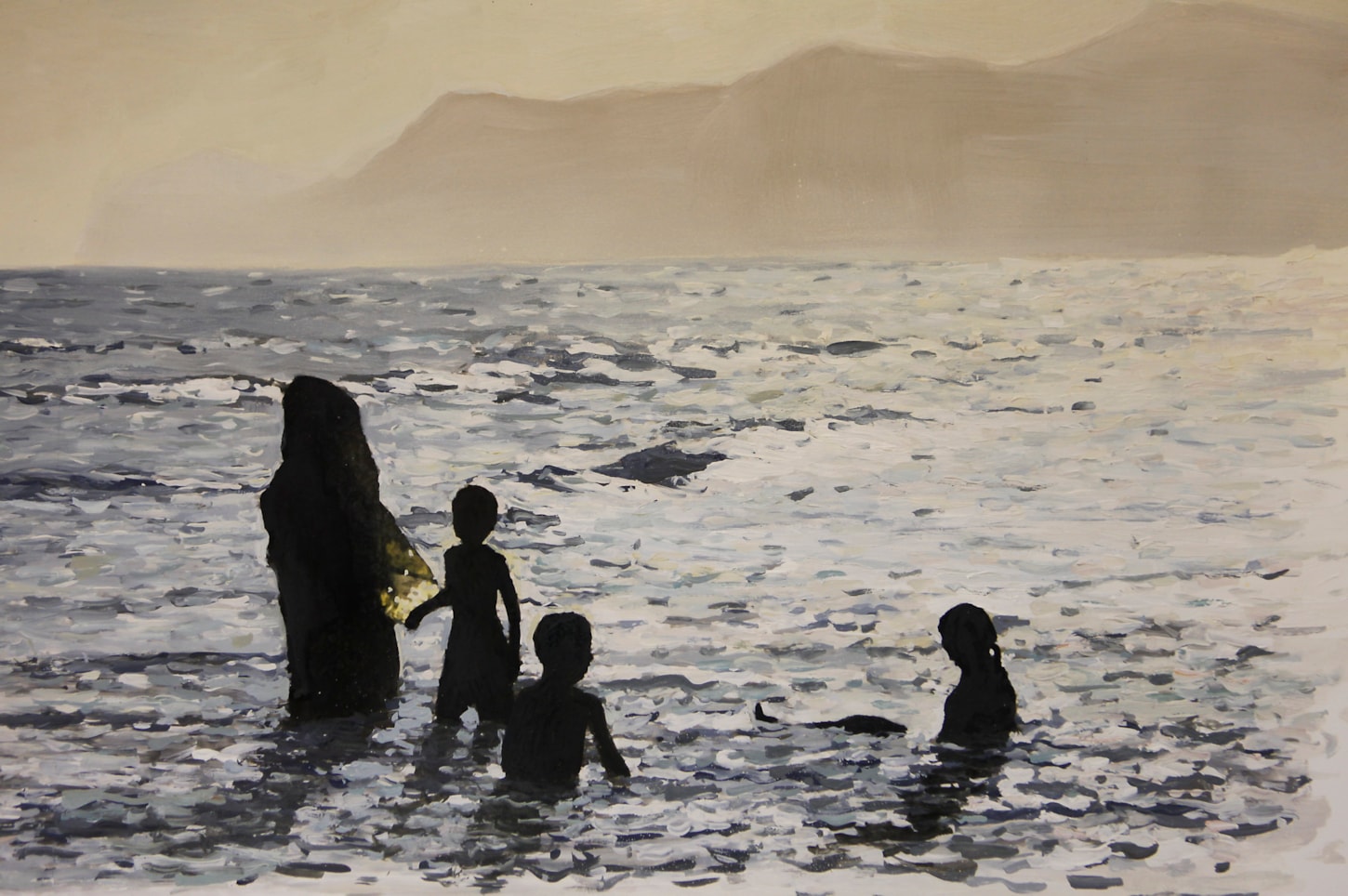Mother and children bathing. Thumrayt, Salalah, Oman